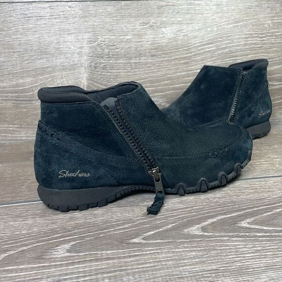 Skechers Bikers Zippiest Women’s Size 8 Black Leather Ankle Boots - Picture 11 of 11